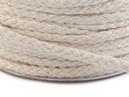 Oděvní šňůra / bavlněná příze / knot šíře 4 mm splétaná plochá (Balení 50 m, Varianta režná světlá)
