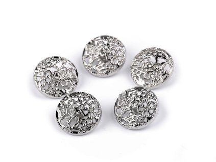 Kovový knoflík velikost 28", 34" s motýlkem a kamínky (Balení 5 ks, Varianta 1 (28") nikl)