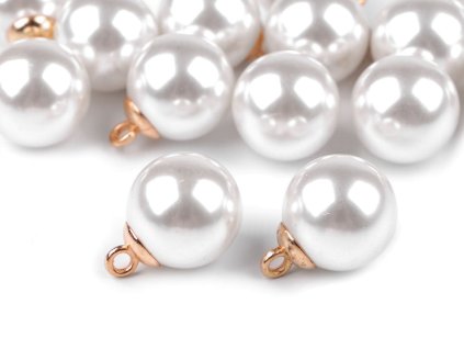 Perla s očkem / knoflík Ø20 mm (Balení 5 ks, Varianta perlová zlatá)