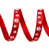 Rypsová stuha / popruh šíře 10 mm potisk tlapky (Balení 45 m, Varianta 2 červená)
