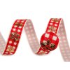 Vánoční rypsová stuha káro vločky šíře 16 mm (Balení 90 m, Varianta 1 červená zlatá)