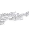 Lurexová aplikace / vsadka na monofilu 11,5x30 cm s perlami, na společenské šaty (Balení 2 ks, Varianta 3 stříbrná)