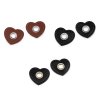 Priechodka s koženkovým srdcom na našitie, prievlak 8 mm (Balení 20 ks, Varianta 1 hnědá koňak nikl)