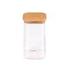 Skleněná dóza s bambusovým víkem, hranatá (Balení 1 ks, Varianta transparent)