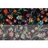 viskozova tkanina barevne kvety na cerne rub