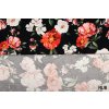 bavlnena strecova tkanina cervene kvety na cerne rub