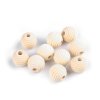 Dřevěné korálky nelakované vroubkované Ø20 mm (Balení 10 ks, Varianta přírodní sv.)
