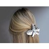 Francouzská spona do vlasů květ s perlou (Balení 1 ks, Varianta 1 stříbrná)