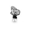 Brož motýl s perlou (Balení 1 ks, Varianta 3 černá bílá)