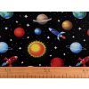 Bavlněná látka / plátno vesmír / planety (Balení 1 m, Varianta (225) černá)