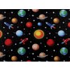 Bavlněná látka / plátno vesmír / planety (Balení 1 m, Varianta (225) černá)