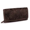 Dámská peněženka kožená s květy (Balení 1 ks, Varianta 5 hnědá)