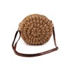 Háčkovaná kabelka z rafie - lýka se zipem crossbody Ø25 cm (Balení 1 ks, Varianta 1 (Ø25 cm) hnědá přírodní)