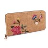 Dámská peněženka s vyšívanými květy 9,5x19 cm (Balení 1 ks, Varianta 1 béžová velbloudí)