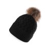 Dámská / dívčí zimní čepice s pravou kožešinovou bambulí Emi Ross (Balení 1 ks, Varianta 8 černá)
