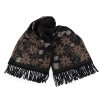 Šátek / šála typu kašmír s třásněmi, květy 70x190 cm (Balení 1 ks, Varianta 6 černá)