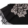 Šátek / šála vlněná s třásněmi, výšivka 70x185 cm (Balení 1 ks, Varianta 3 černá)