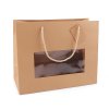 Papírová taška natural s průhledem a širokým dnem (Balení 1 ks, Varianta hnědá přírodní)