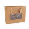 Papírová taška natural s průhledem a širokým dnem (Balení 1 ks, Varianta hnědá přírodní)