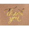 Dárková papírová taška Thank you 16x22 cm (Balení 12 ks, Varianta hnědá přírodní zlatá)