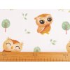 Bavlněná látka / plátno sovy (Balení 1 m, Varianta (960) krémová nejsvět.)