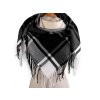 Velký teplý šátek / pléd s třásněmi, jenobarevný, káro 100x105 cm (Balení 1 ks, Varianta 7 černá šedá)