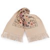 Velký teplý šátek / pléd vyšívaný s třásněmi, typu kašmír 70x180 cm (Balení 1 ks, Varianta 1 béžová světlá)