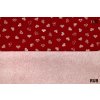 bavlnene platno drobne vysivane srdce bile s bezovou na cervene rub