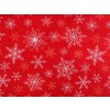 Vánoční bavlněná látka / plátno vločky (Balení 1 m, Varianta 1 CH62 červená)