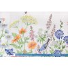 bavlna rezna oboustranna bordura lucni kviti s motyly a ptacky na bile metr