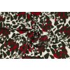 Úplet viskózový stylizované květy na červeno bílém podkladu (2)