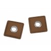 Priechodka s koženkovým štvorčekom na našitie, prievlak 8 mm (Balení 4 ks, Varianta 2 hnedá koňak nikel)