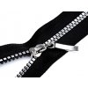 Kostěný zip No 5 délka 40 cm čtvercové zuby (Balení 1 ks, Varianta 1 (322) černá stříbrná)