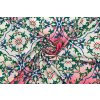 umele hedvabi silky modre geometricke obrazce se zelenymi krucanky