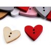 Dřevěný dekorační knoflík srdce (Balení 10 ks, Varianta 1 bílá)