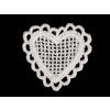 Krajková aplikace / nášivka srdce (Balení 10 ks, Varianta 2 bílá mléčná)