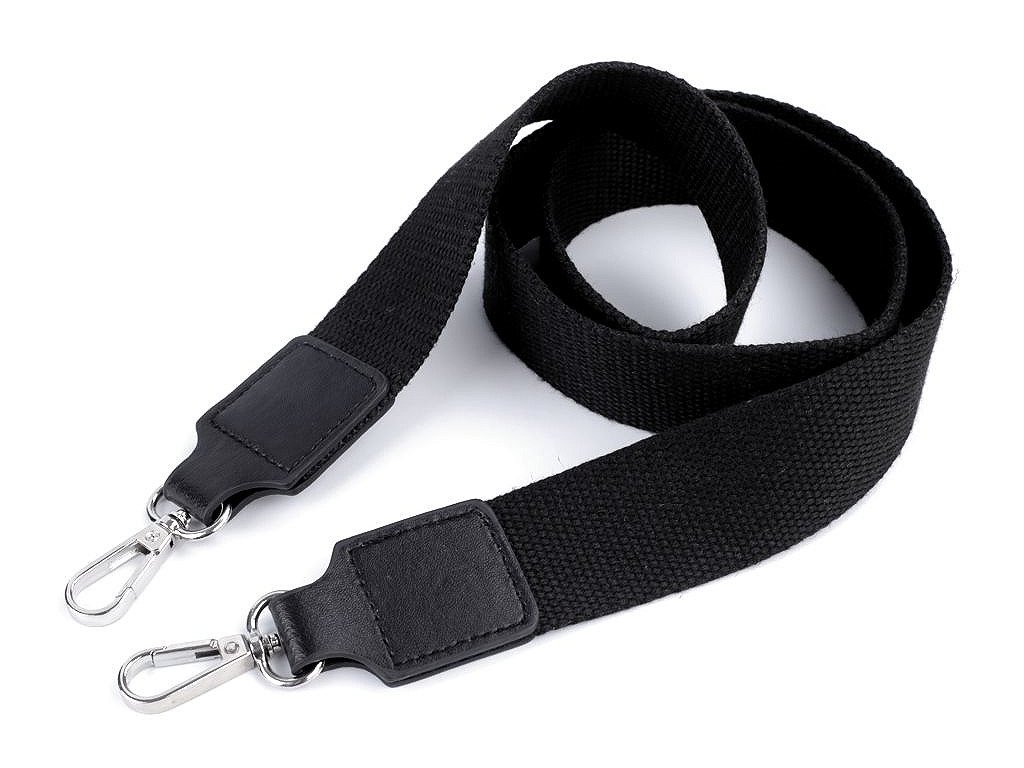 Textilné ucho / popruh na tašku s karabínami šírka 3,8 cm (Balenie 1 ks, Variant čierna nikel)