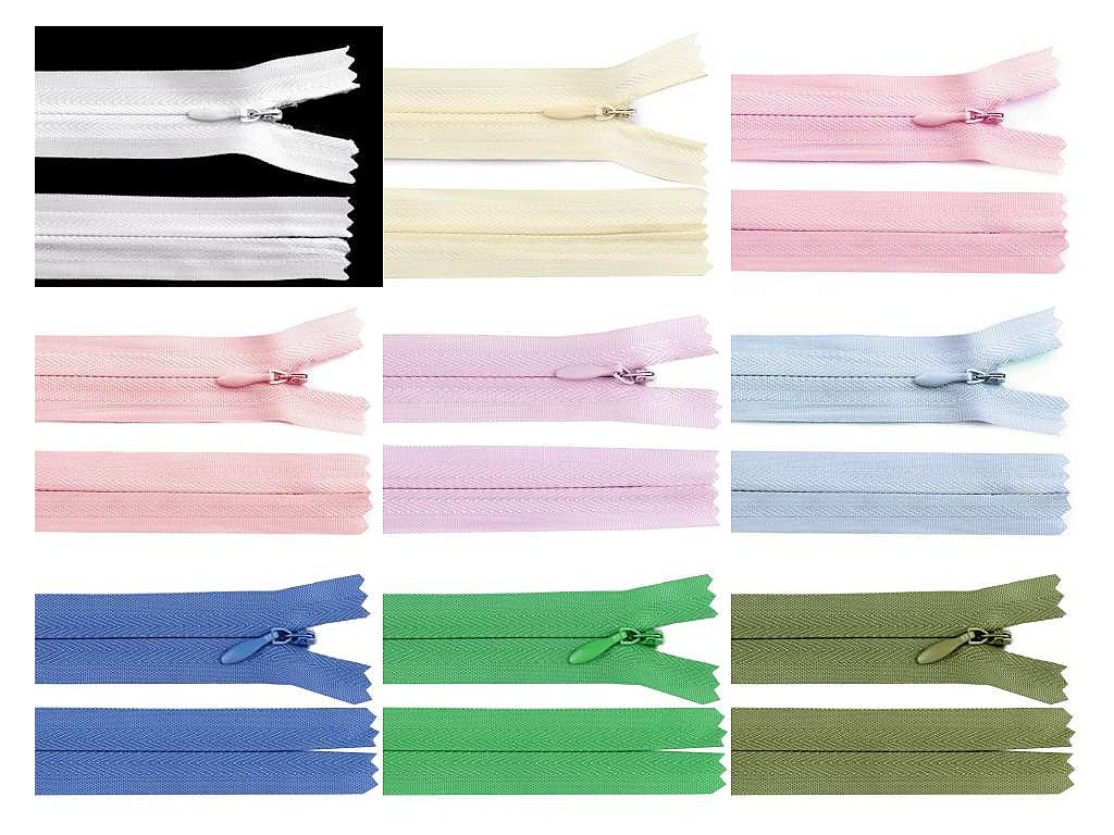 Špirálový zips skrytý 3 mm dĺžka 45 cm (Balenie 1 ks, Variant 148 červená)