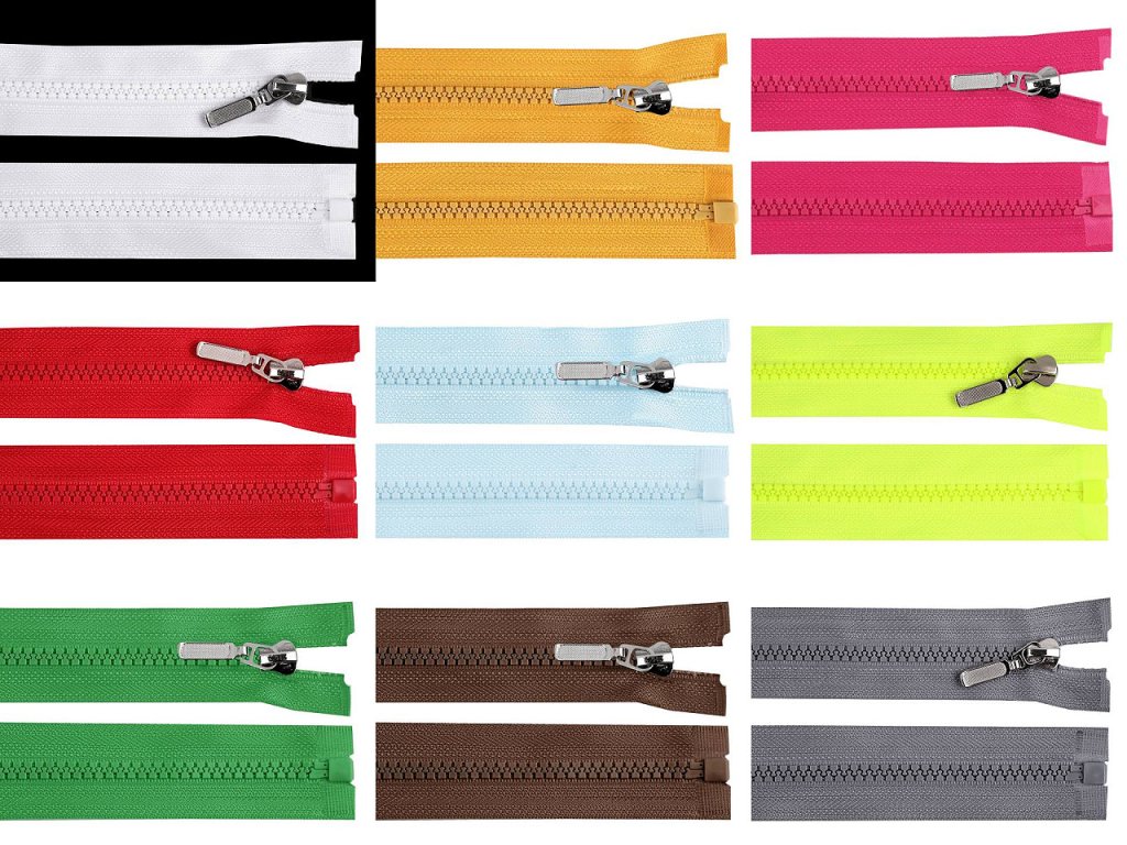 Kostený zips No 5 dĺžka 50 cm s ozdobným jazdcom (Variant 148 červená, Balenie 1 ks)