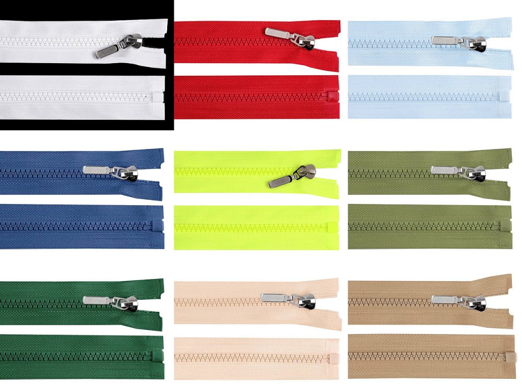 Kostený zips No 5 dĺžka 70 cm s ozdobným jazdcom (Variant 101 bílá, Balenie 1 ks)