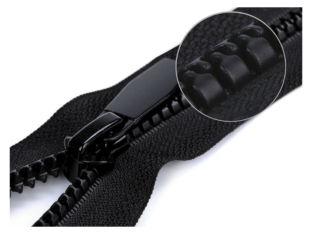 Kostený zips No 5 dĺžka 70 cm okrúhle zúbky (Variant 322 černá, Balenie 1 ks)