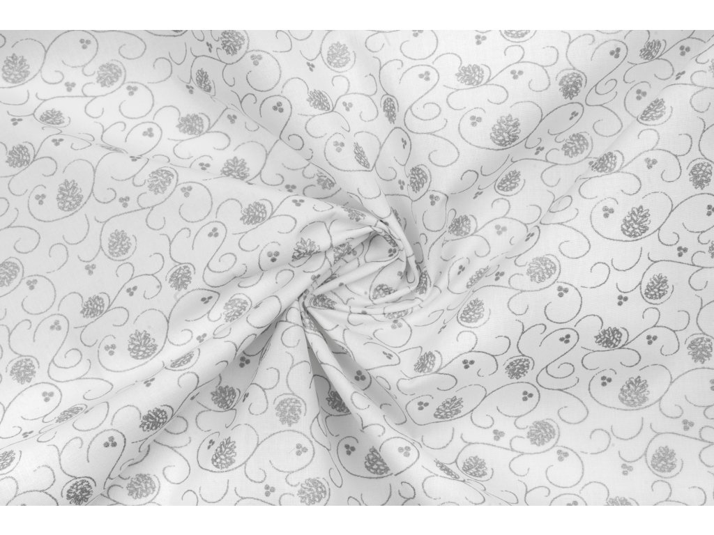 93204 1 bavlnene platno stribrne sisky a krucanky na bile