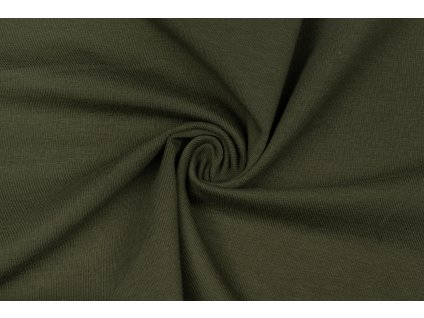 bio bavlneny uplet jednolic khaki 200 g m2