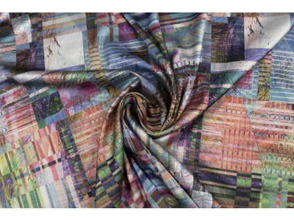 umele hedvabi silky lososova pastelova geometrie