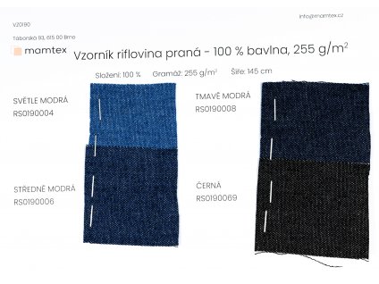 vzornik riflovina prana 100 bavlna 255 g m2