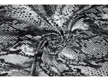 Umělé hedvábí / Silky hadí vzor černý