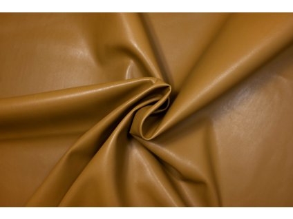 Koženka oděvní elastická, rub broušený samet karamel