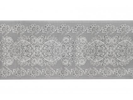 Běhoun na stůl květinové ornamenty na šedé