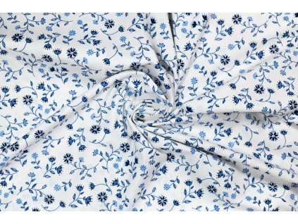 bavlnene platno modre plazive kvitky
