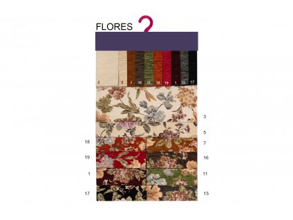 Žinylková potahová látka se vzorem v kombinaci FLORES (Farba FLORES 1)